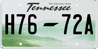 TN license plate H7672A
