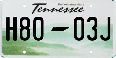 TN license plate H8003J