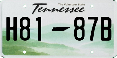 TN license plate H8187B