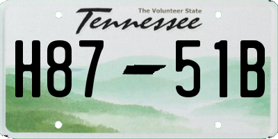 TN license plate H8751B