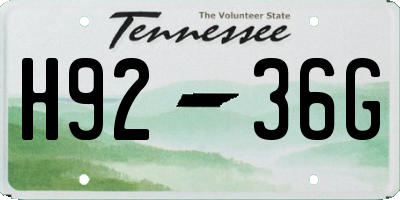 TN license plate H9236G