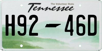 TN license plate H9246D
