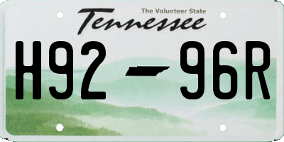 TN license plate H9296R