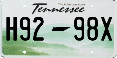 TN license plate H9298X