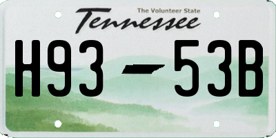 TN license plate H9353B