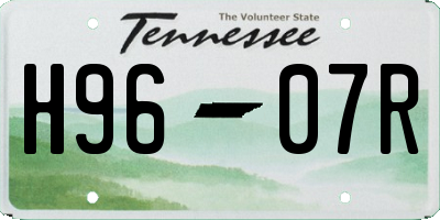 TN license plate H9607R