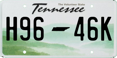 TN license plate H9646K