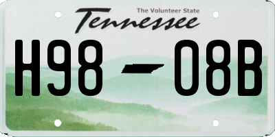 TN license plate H9808B