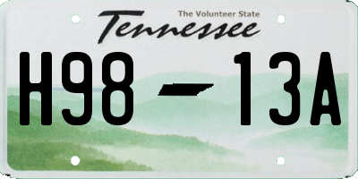 TN license plate H9813A