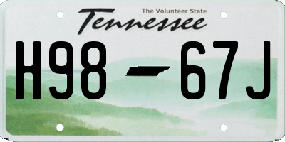 TN license plate H9867J