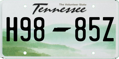 TN license plate H9885Z