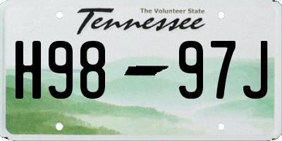 TN license plate H9897J