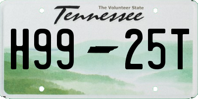TN license plate H9925T