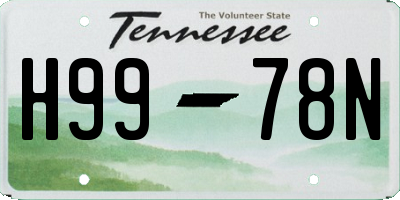 TN license plate H9978N