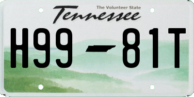 TN license plate H9981T