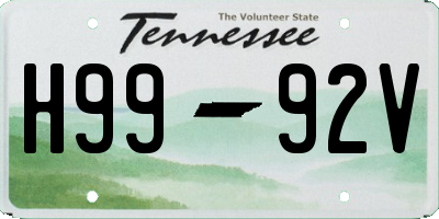 TN license plate H9992V