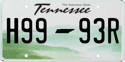 TN license plate H9993R