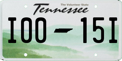 TN license plate I0015I