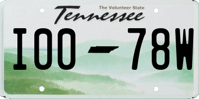 TN license plate I0078W