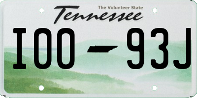 TN license plate I0093J