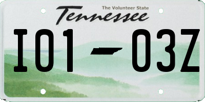 TN license plate I0103Z
