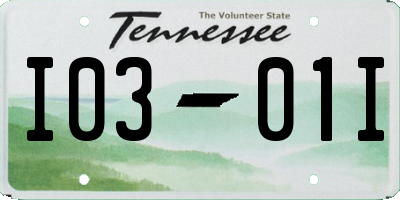 TN license plate I0301I