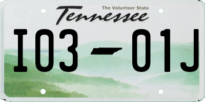TN license plate I0301J