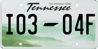TN license plate I0304F