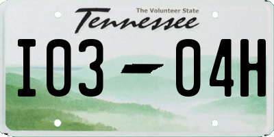 TN license plate I0304H