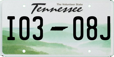 TN license plate I0308J