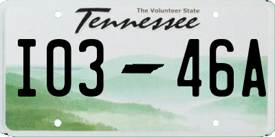 TN license plate I0346A