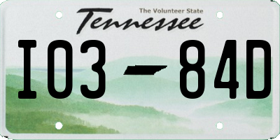 TN license plate I0384D