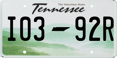 TN license plate I0392R