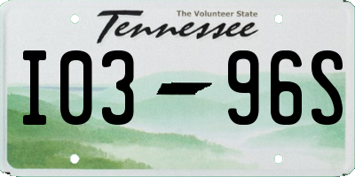 TN license plate I0396S