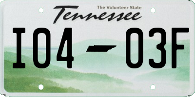 TN license plate I0403F