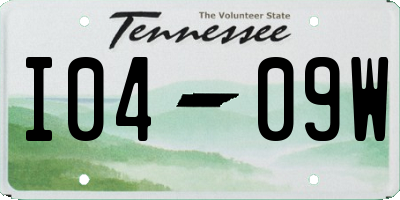 TN license plate I0409W