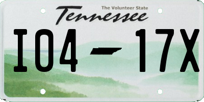 TN license plate I0417X