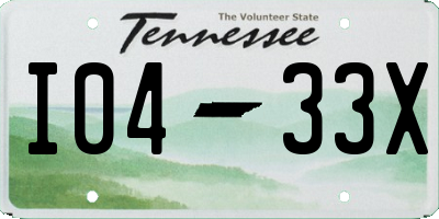 TN license plate I0433X