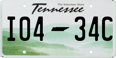 TN license plate I0434C