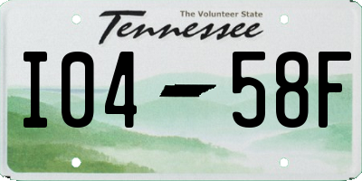 TN license plate I0458F
