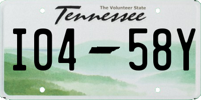 TN license plate I0458Y