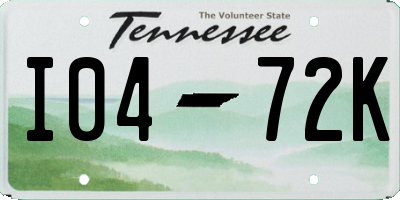 TN license plate I0472K