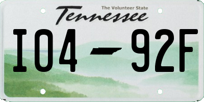 TN license plate I0492F