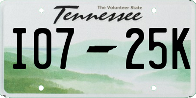 TN license plate I0725K