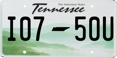 TN license plate I0750U