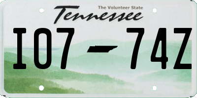 TN license plate I0774Z
