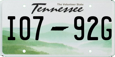 TN license plate I0792G