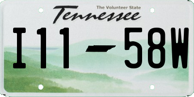 TN license plate I1158W