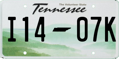 TN license plate I1407K