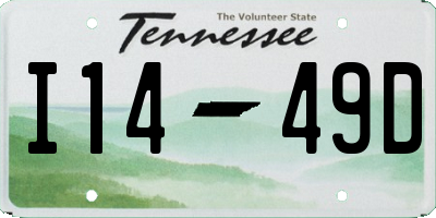 TN license plate I1449D
